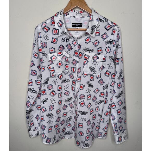 Karl Lagerfeld Paris Tops - Karl Lagerfeld Paris Women's Shirt Size: Large Travel Stamps Eiffel Tower